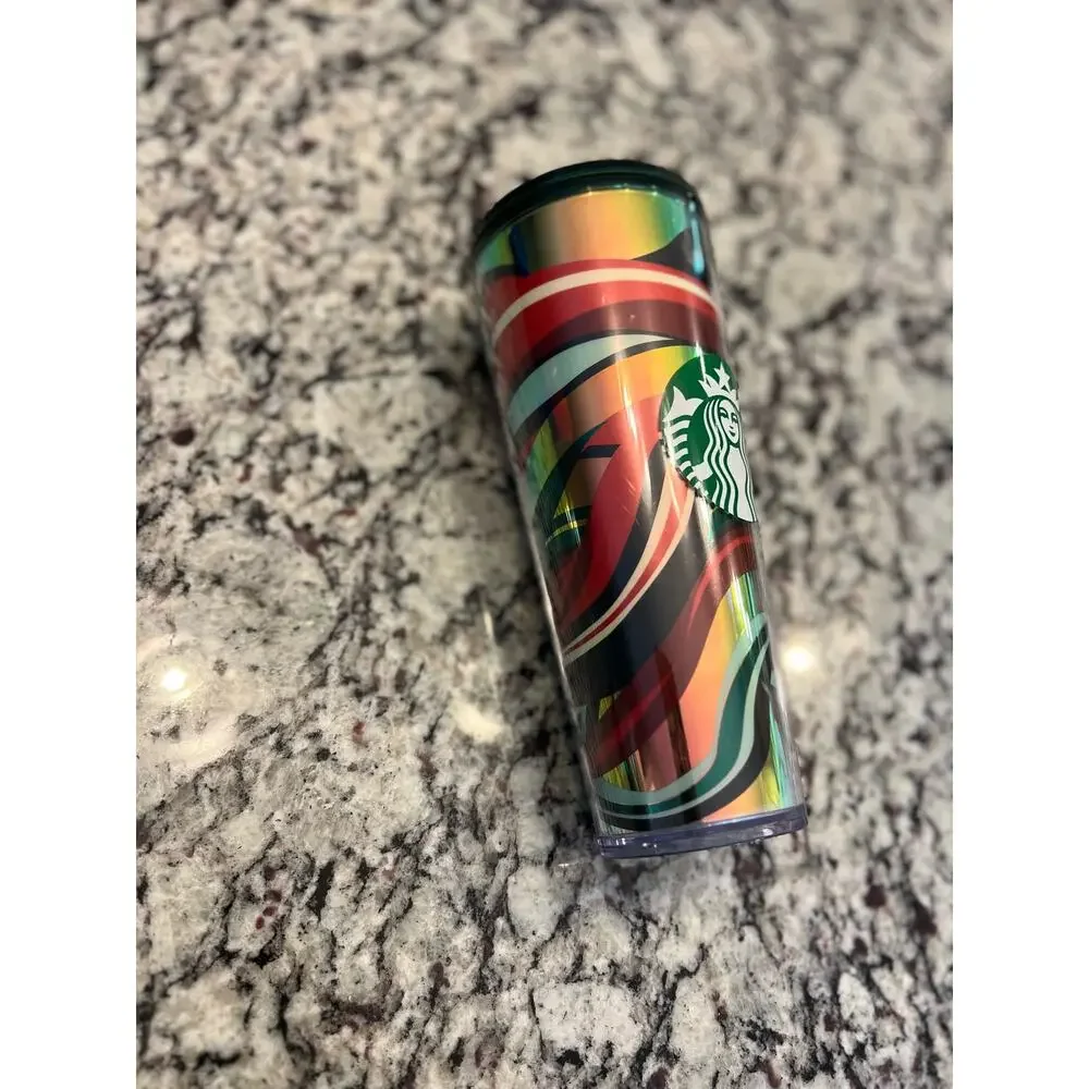 Starbucks 2021 holiday multi color 24oz cup no straw